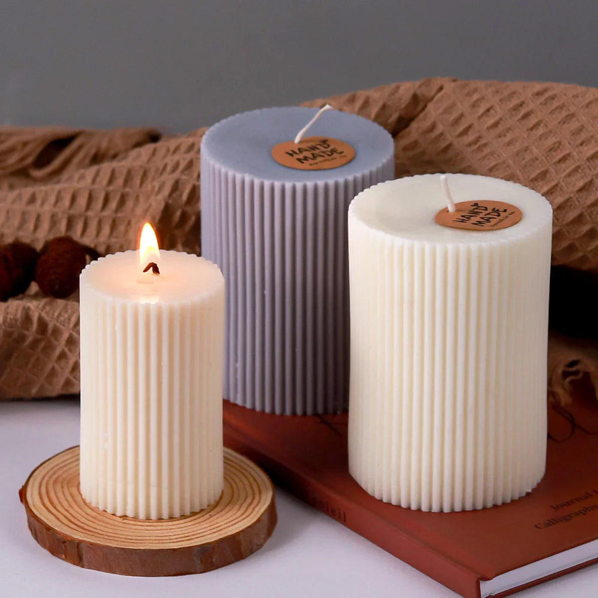 Striped Cylindrical Candle Silicone Mold Handmade Scented Candle Making Wax Mould DIY Crystal Epoxy Resin Craft Molds Home Decor Lootquake LLC