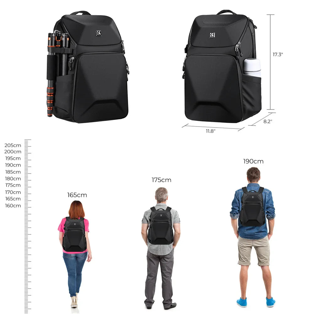 K&F Concept Outdoor Sports Camera Backpack 20L Waterproof Front HardShell Camera Bag For DSLR Camera/15.6" Laptop/Tripod Holder Lootquake LLC