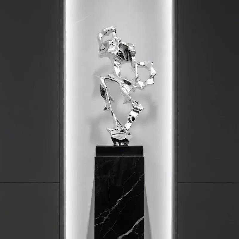 Abstract Art Sculpture Electroplating Transparent Resin Craft Model Modern Home Decor LivingRoom Office Desktop Statue Ornaments Lootquake LLC