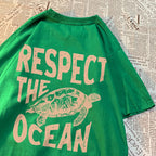 Respect The Ocean Green Turtle T Shirt Men Oversized Clothes Hip Hop Breathable Short Sleeve Harajuku Summer Cotton T-Shirt Lootquake LLC