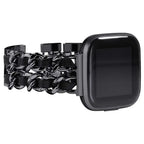 Fitbit Versa & Sense Leather Metal Band - Luxurious Design - SJB-DIAMOND ELITES