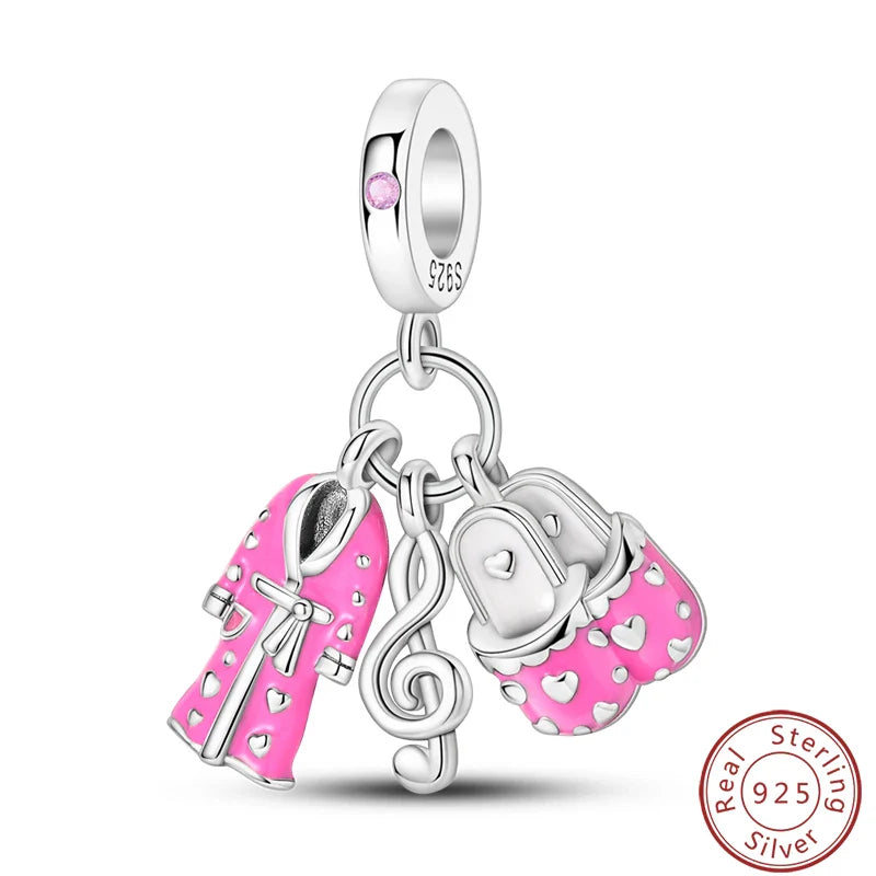 S925 Sterling Silver Princess Golf Hamster Camera Travel Three Piece Set Charms Beads 3mm DIY Fine Jewelry Making Lootquake LLC
