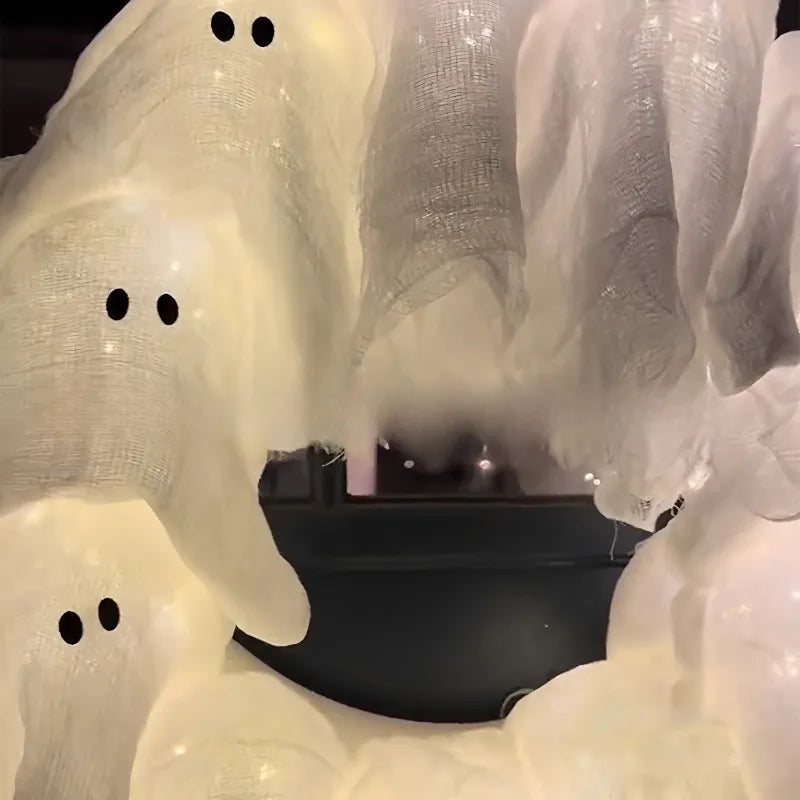 Modern Lit Ghosts Wreath Aesthetic Halloween Home Decor Luxury Wall Decoration Cute Halloween Wall Decors Interior Decorations Lootquake LLC