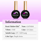 Rainbow Ghini UV LED Glitter Purple Gel Nail Polish 15ml Manicure Art Accessories Nail Glue Supplies for Professionals Varnishes Lootquake LLC