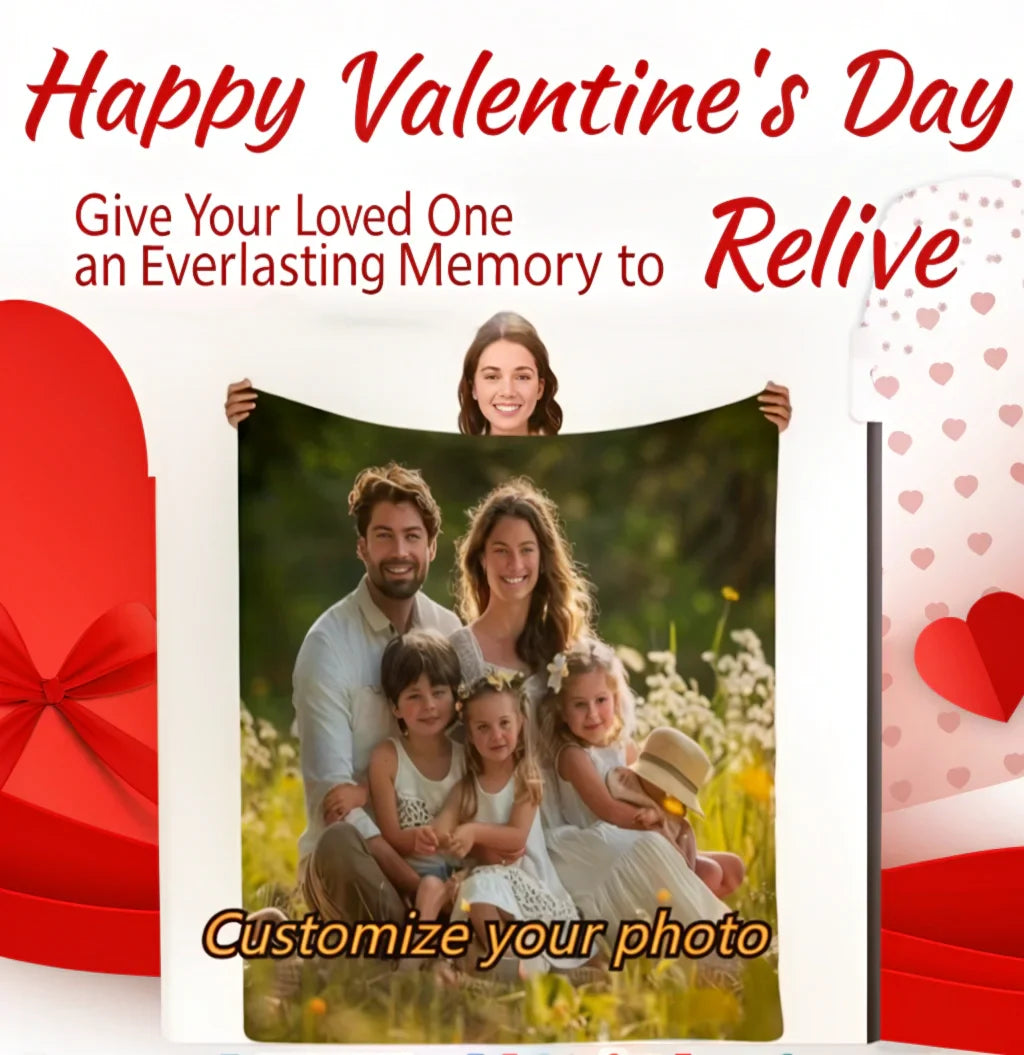 Custom Blanket With Photo Personalized Picture Blanket Memorial Family Flannel Blanket For Boy Girlfriend Lootquake LLC