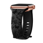 Apple Watch Silicone Strap - Floral Engraved, Soft and Waterproof