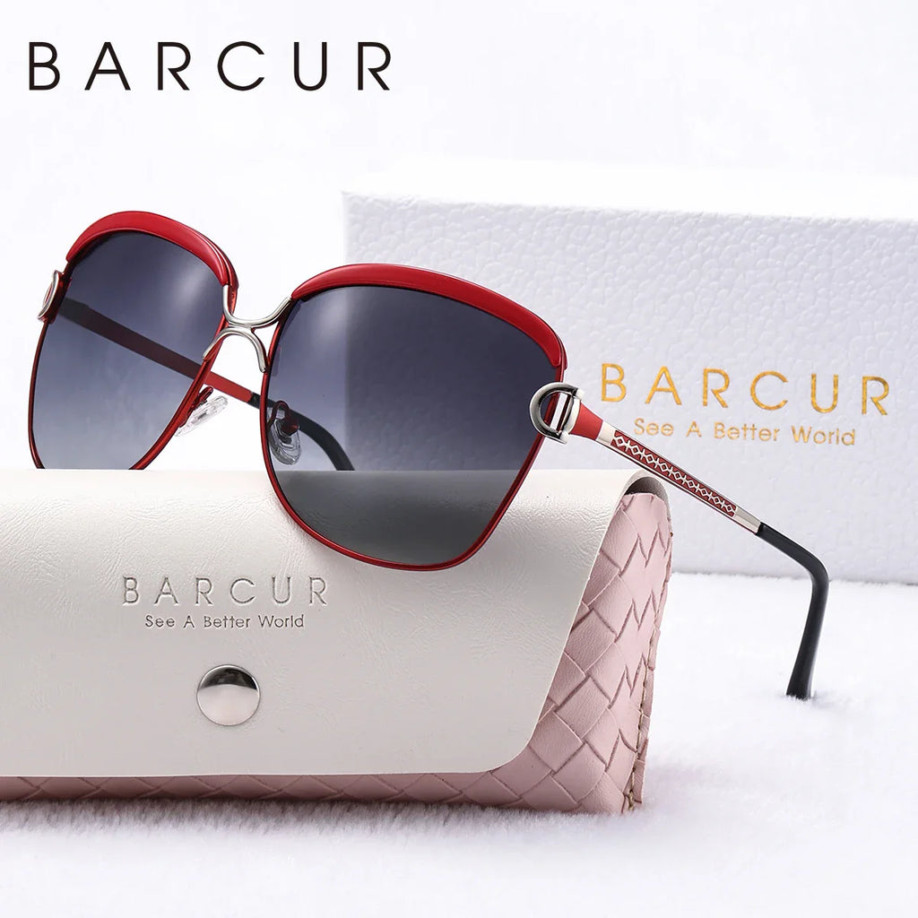 BARCUR Sunglasses Women’s Fashion Polarized Metal Frame Sunglasses UV400 Protection Multi-Color Options Trendy Square Sunglasses with Exquisite White Gift Box for Summer Parties Travel & Outdoor Events Stevvex