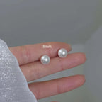Korean Elegant White Glossy Pearl Stud Earrings For Women Exquisite Simple Imitation Pearl Round Earring Wedding Party Jewelry