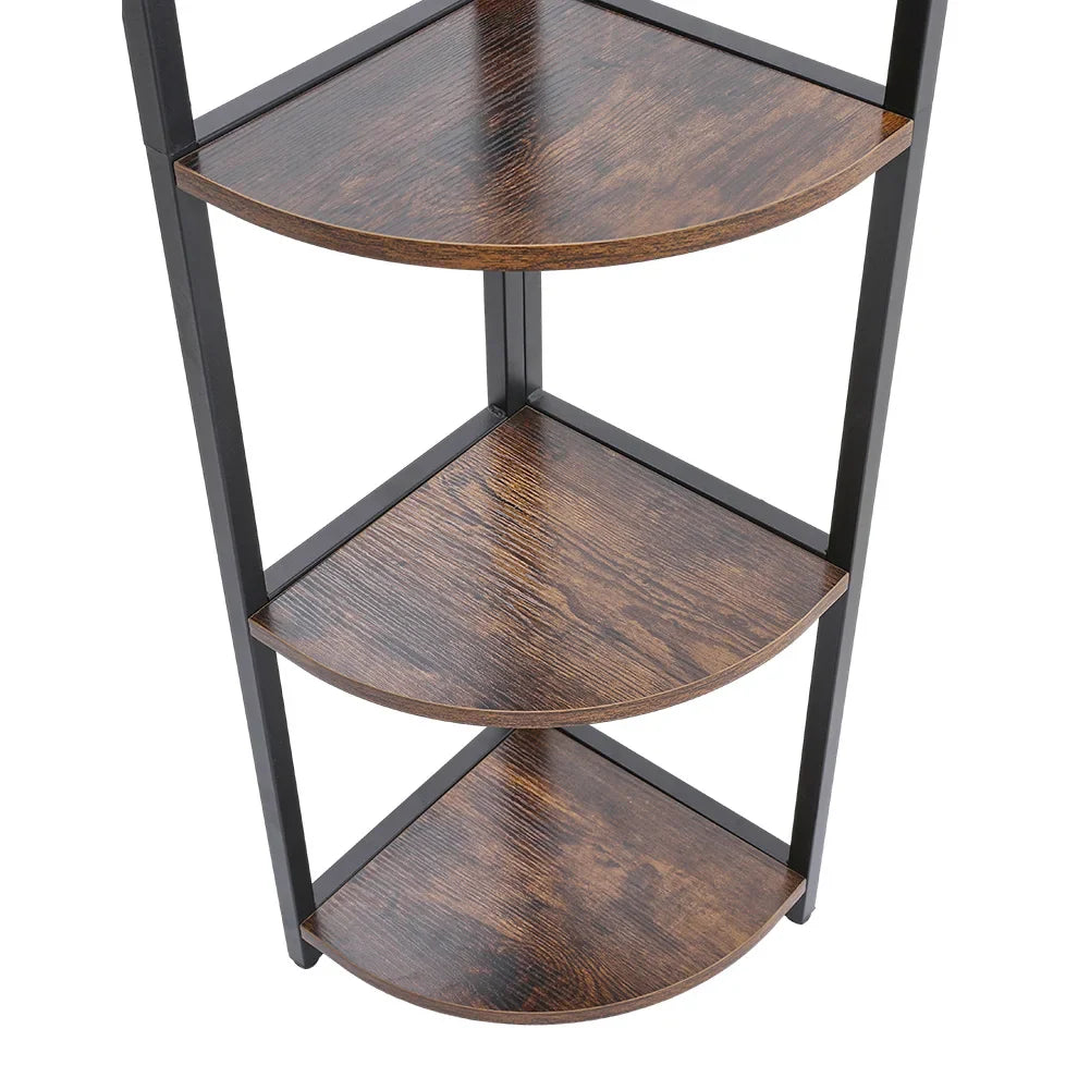 Brown 5 Tier Corner Book Shelf Home Storage Display For Bedroom Office 30cm W x 30cm D x 150cm H Lootquake LLC