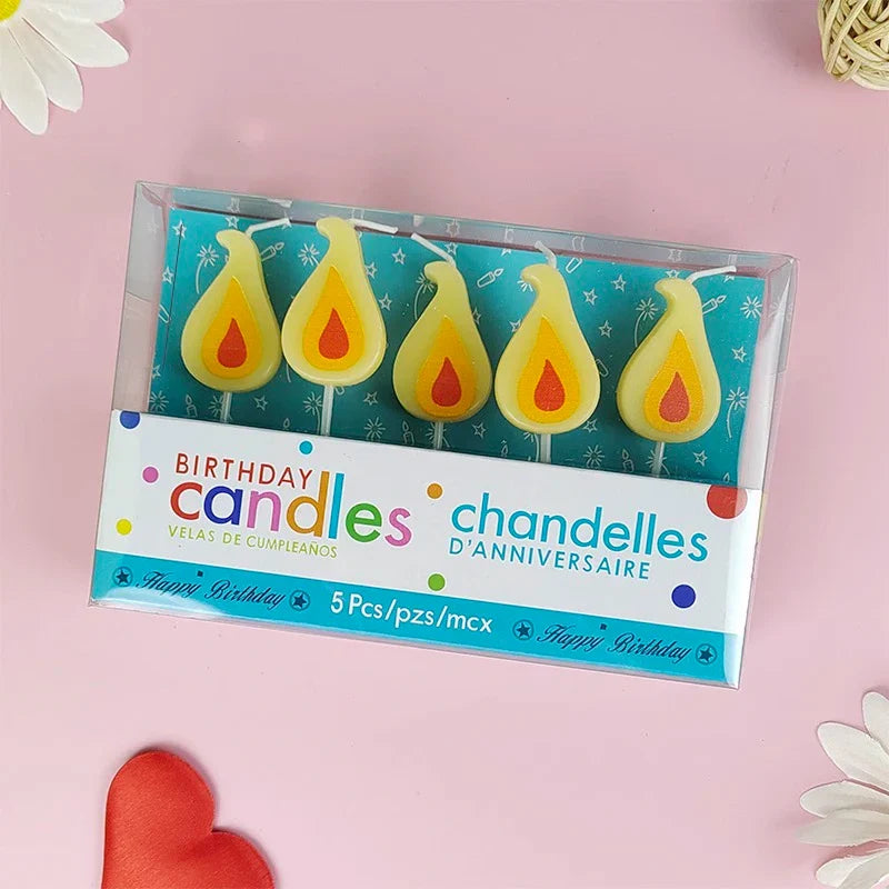 Yellow Flame Cake Candle Retro Cartoon Flame Candle Birthday Candle Internet Celebrity Christmas Decoration Lootquake LLC