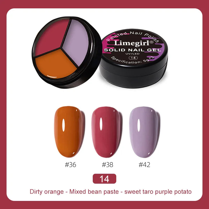 LIMEGIRL Solid Nail Art Gel Polish 15g 3 Colors Cream Soft Gel Polish for Nail Art Beginner DIY Design  Home/Salon Manicure Gift Lootquake LLC