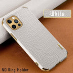 Crocodile Leather Case For iPhone 13 12 Mini Shockproof Magnetic Ring Holder Phone Cover Ultra-thin Soft Crocodile Leather Shockproof Bumper With Ring Bracket Protective Cover for iPhone Stevvex