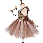 Halloween Animal Cosplay Costume for Children Forest Theme Cows Tiger Giraffe Leopard Zebra Tutu Dresses Performance Dance Sets