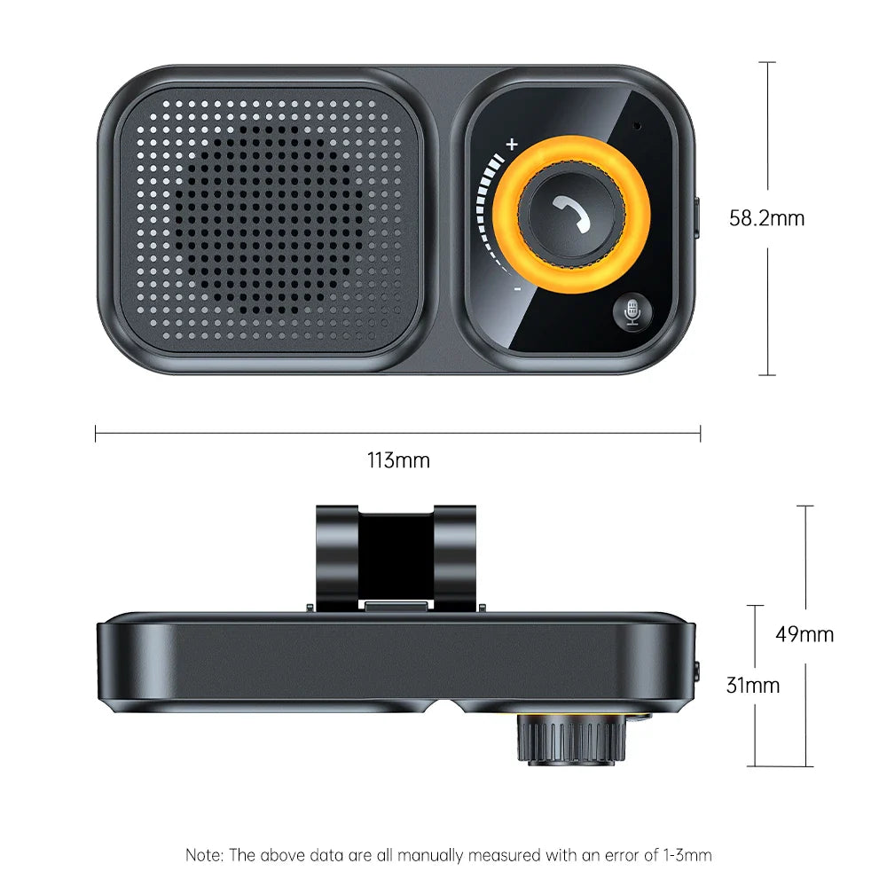 Bluetooth 5.4 Speaker Handsfree Car Kit Sun Visor Clip Wireless Audio Receiver Speakerphone Wireless Stereo MP3 Music Player Lootquake LLC