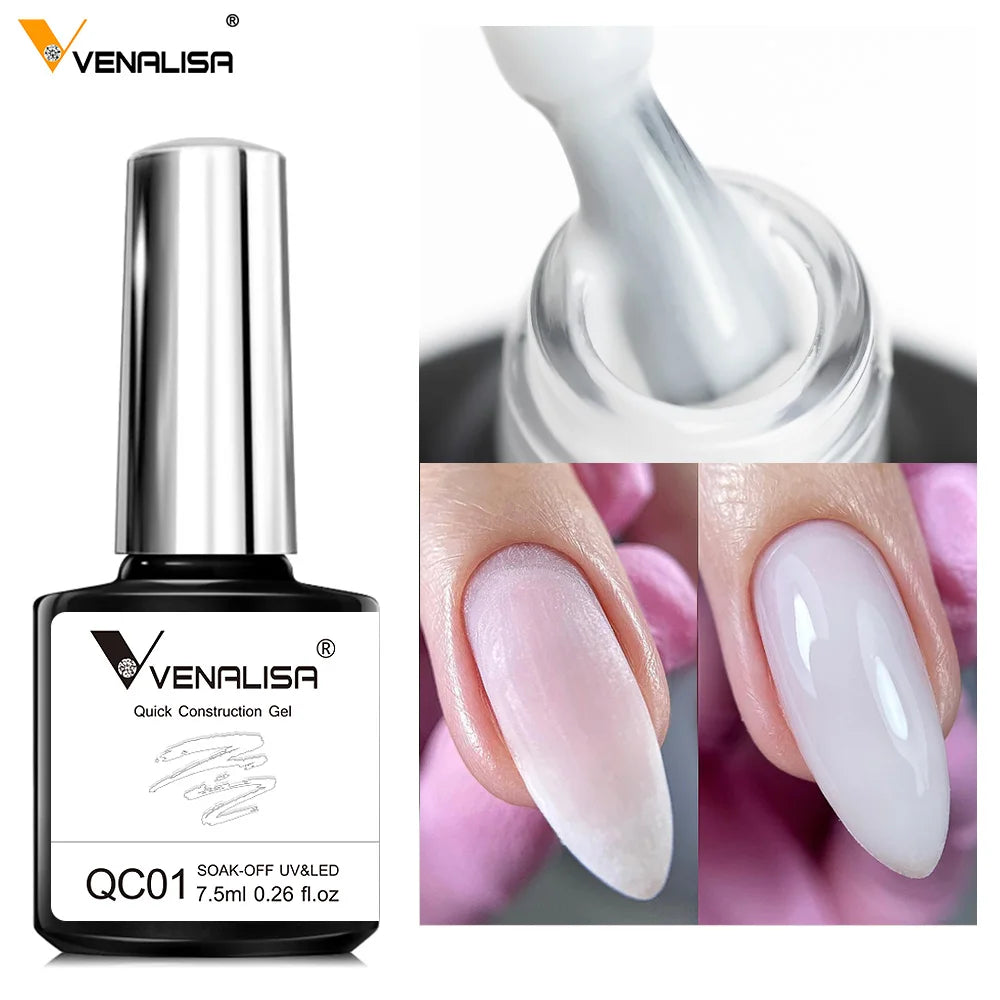 VENALISA 7.5ml Quick Construction Gel Semi Transparent Jelly Color Nail Gel Polish Strengthener Soak Off UV LED Nude Pink Gel Lootquake LLC