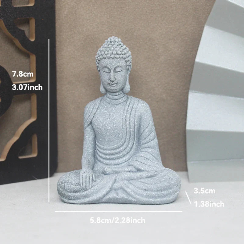Buddha Stone Statue Little Buddhist Monks Tibetan Buddhism Figurines Zen Garden Ornament Meditation Home Aquarium Decoration Lootquake LLC