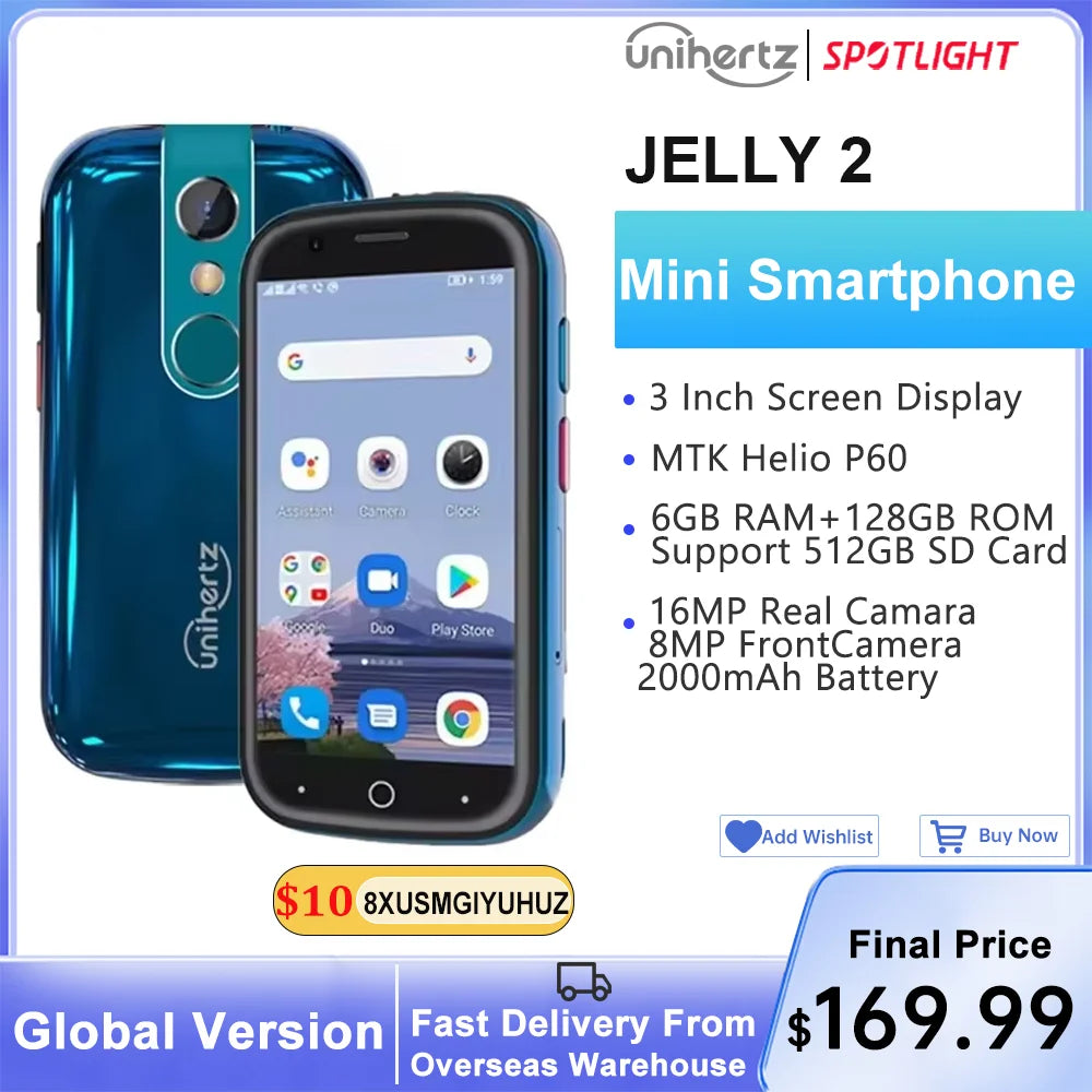 Unihertz Jelly 2 4 inch Mini Smartphone Android 11 Helio P60 Octa Core Unlocked 6GB 128GB NFC Cellphone 16MP Infrared Phone Lootquake LLC