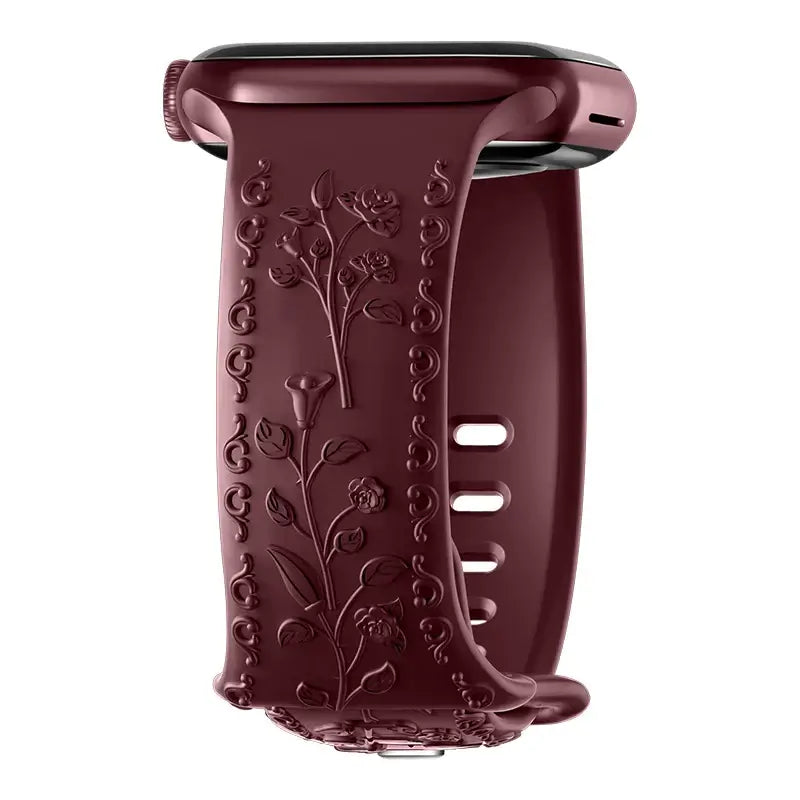 Apple Watch Silicone Band - Floral Engraved - Stylish Design - SJB-DIAMOND ELITES