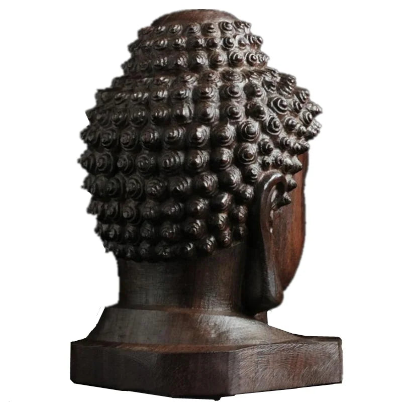 2.36'' Wood Sakyamuni Statue 6cm Wooden Buddha Statue Creative Tathagata Figurines Mahogany India Buddha Head Crafts Lootquake LLC