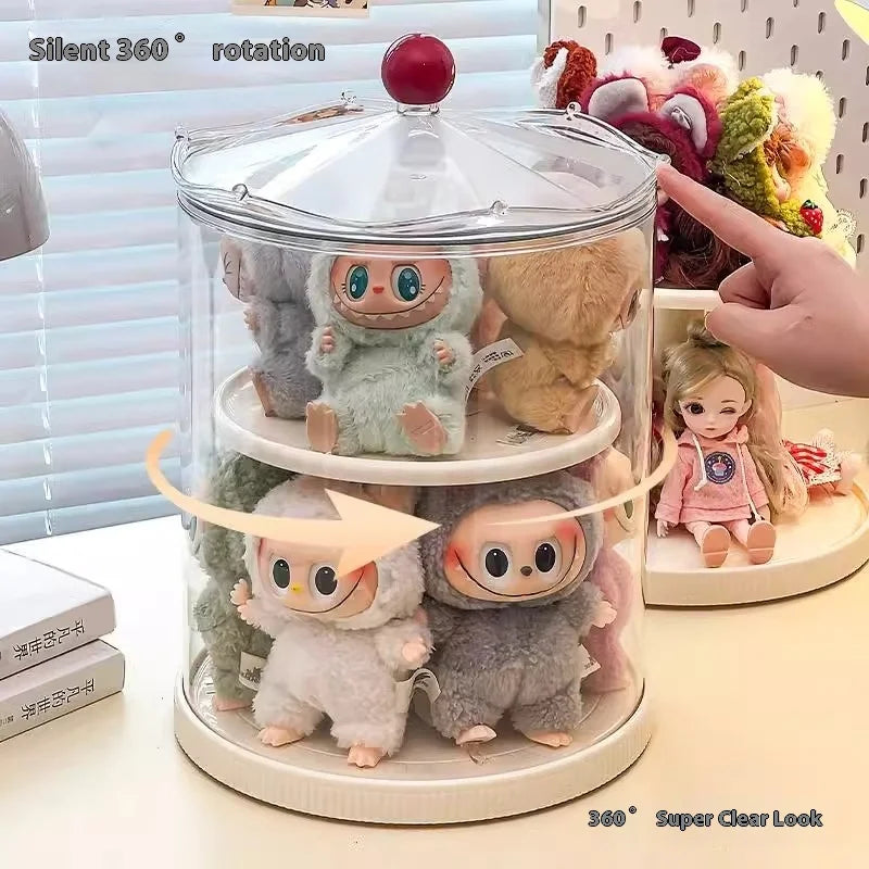 Labubu Rotating Display Box, Transparent Acrylic, Plush Doll Hand-Made Dust-Proof Labubu Pendant Storage Box. Lootquake LLC
