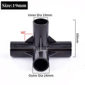 8/12/16/19mm Black PVC Pipe Fittings 4-way Connector Tent Wardrobe Fixed Fittings Plants Support Joint, DIY Shelf Tube Fittings