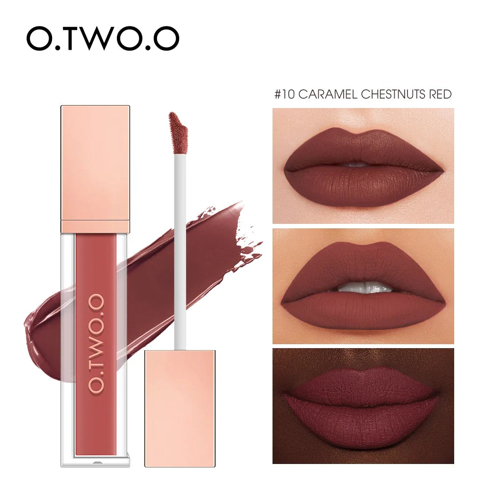 O.TWO.O 12 Color Liquid Lipstick Matte Finish Sexy Silky Lip Gloss Waterproof Kiss-proof Lasting Lip Glaze Lip Tint Cosmetics Lootquake LLC