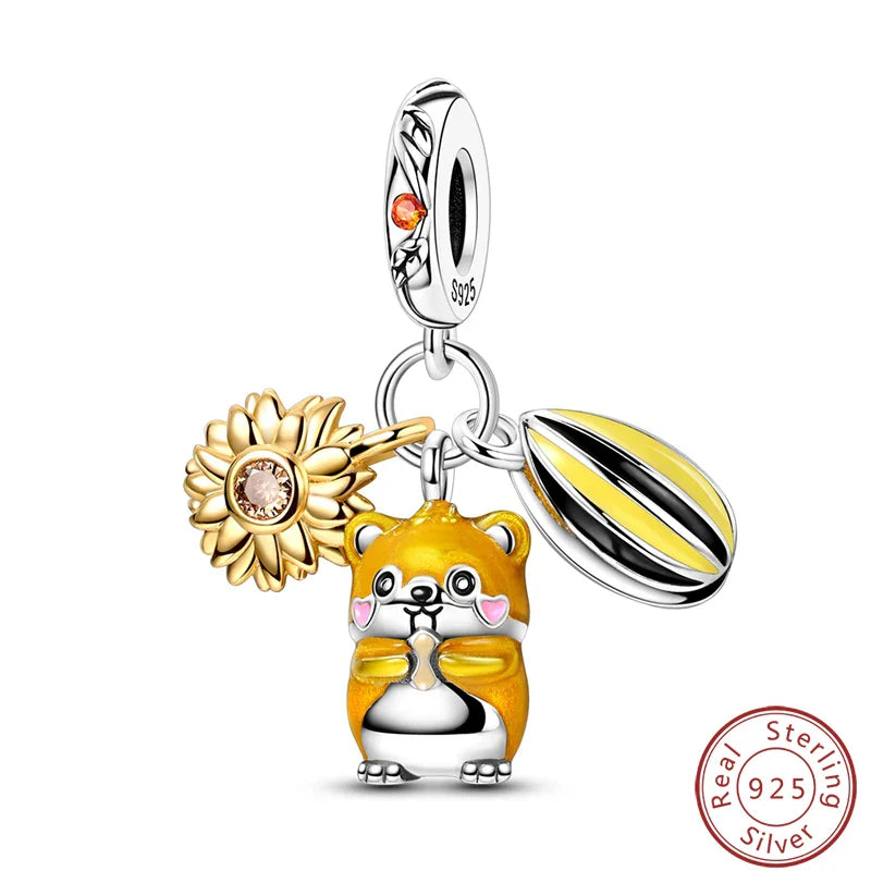 S925 Sterling Silver Princess Golf Hamster Camera Travel Three Piece Set Charms Beads 3mm DIY Fine Jewelry Making Lootquake LLC