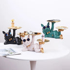 Resin Bulldog Desktop Storage Statue Animal Sculpture Dining Table Decor Multi Functional Office Home Decoration Tray Decor Pi-Mart