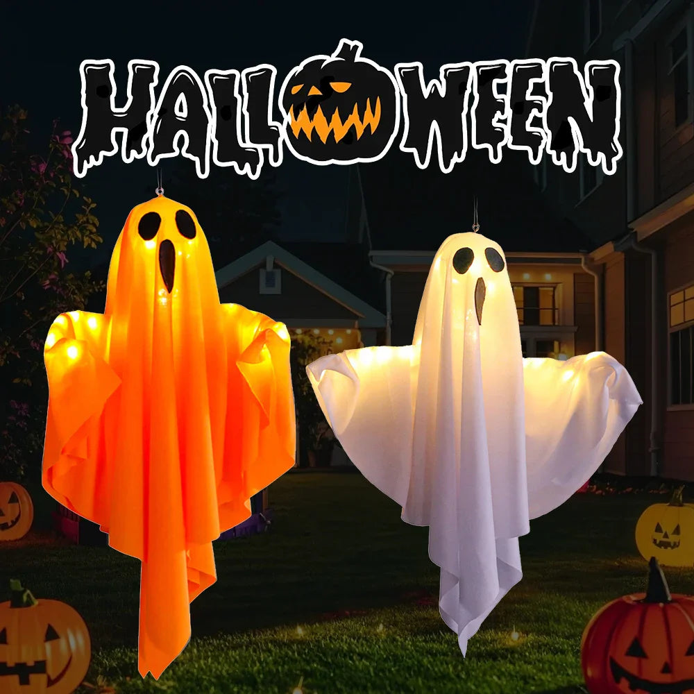 Spooky Ghost Halloween Decor Waterproof Halloween Glowing White Ghost Glowing Door Hanging Ghost for Halloween Garden Home Decor Lootquake LLC