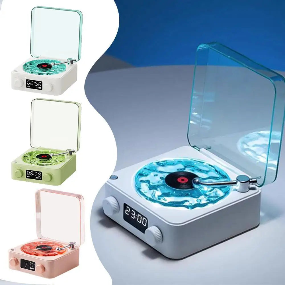 Turntable Bluetooth Speaker With LED Ocean Clock,Hi-Fi Mood Light Audio System For Home Decor & Birthday Gifts Lootquake LLC