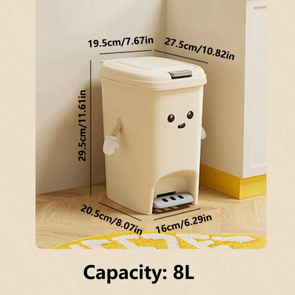 Large Capacity Trash Can Cute Creativity Non-slip Bottom Strong Bearing Capacity Garbage Bucket Square Dustbin Kitchen Lootquake LLC