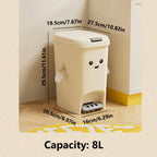 Large Capacity Trash Can Cute Creativity Non-slip Bottom Strong Bearing Capacity Garbage Bucket Square Dustbin Kitchen Lootquake LLC