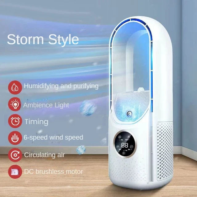 Portable USB Air Cooler Leafless Electric Fan 6 Speed Silent Timer Air Conditioner Cooling Fan Humidifier Conditioning Fan Lootquake LLC