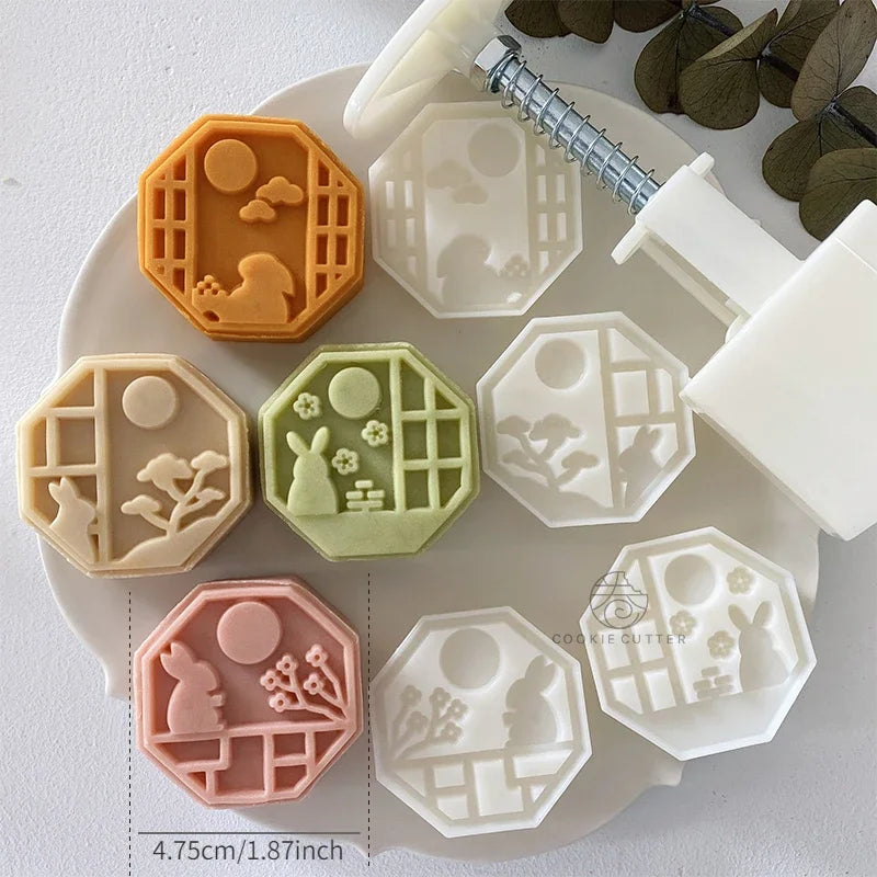 4Pcs/Set Easter Mooncake Mold Bunny Shape DIY Hand Pressure Pastry Mold Mid Autumn Festival Fondant Cake Mould Decoration Tool Lootquake LLC