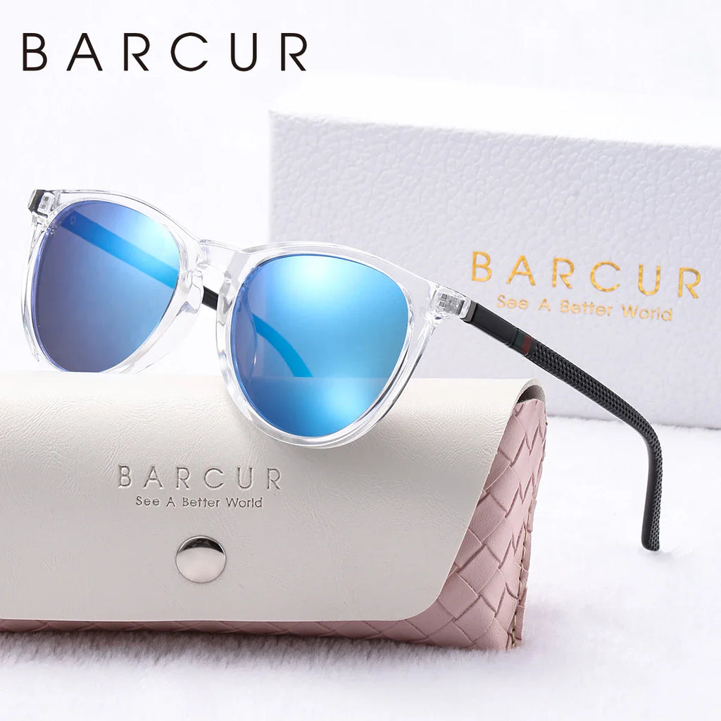 BARCUR Pink Fashion Round Sunglasses for Women – Polarized Comfortable UV400 Mirror Lense Lightweight PC Frame for Summer Travel Vacation & Holiday – Trendy Girls’ Gift Idea with Sweet Style