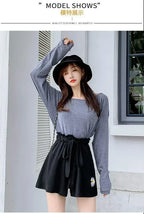 Summer Lightweight Black Casual Sports Pants Women Student Loose High-Waist Wide-Leg Shorts