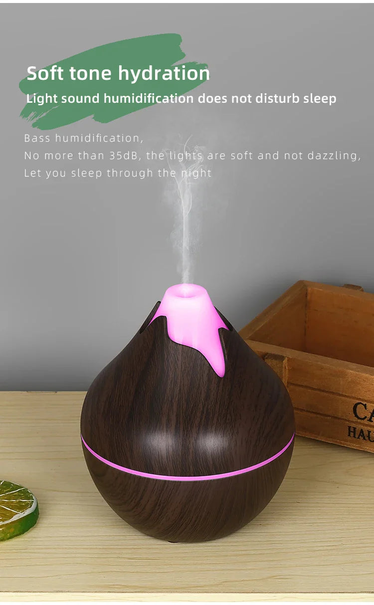 350ML USB aroma oil diffuser wood electric humidifier ultrasonic air humidifier mini aromatherapy LED light mist maker for home Lootquake LLC