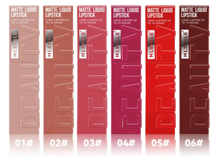 Matte Liquid Lipstick 6 Colors Long Lasting Lip Ink Lip Tint Non-stick Cup Nude Lip Gloss Waterproof Cosmetics Make Up