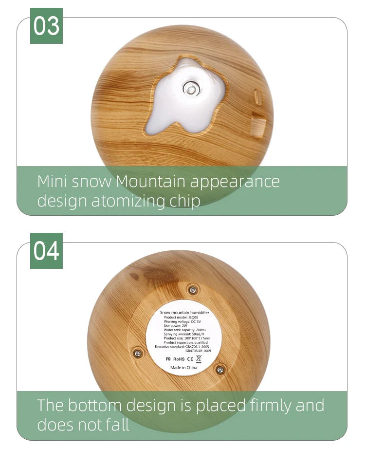 350ML USB aroma oil diffuser wood electric humidifier ultrasonic air humidifier mini aromatherapy LED light mist maker for home Lootquake LLC