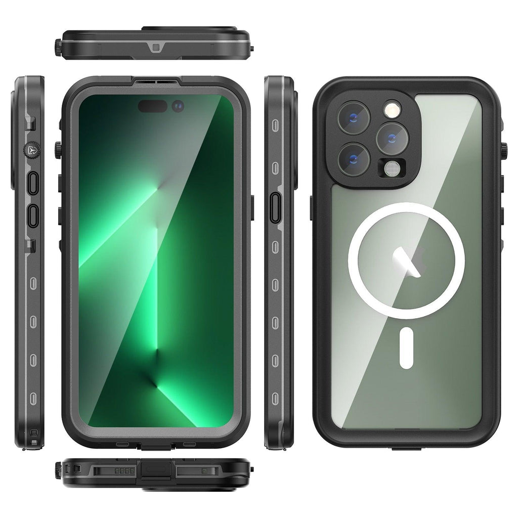Waterproof Case For iPhone 14 Pro Max 14 Pro iPhone 13 Pro Max Protector Full Body Protective Dustproof Magnetic Phone Case Waterproof 360 Degree All-Round Protection with Built-in Screen Protector Outdoor Transparent  Shockproof Case Stevvex