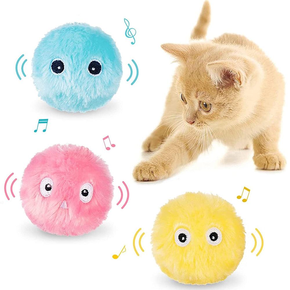 Smart Fluffy Plush Cat Ball Toys Interactive Chirping Balls Cat Kicker Toys 3 Lifelike Sounds Fun Kitty Kitten Toys  Interactive Electric Cat Ball with Sound Stevvex