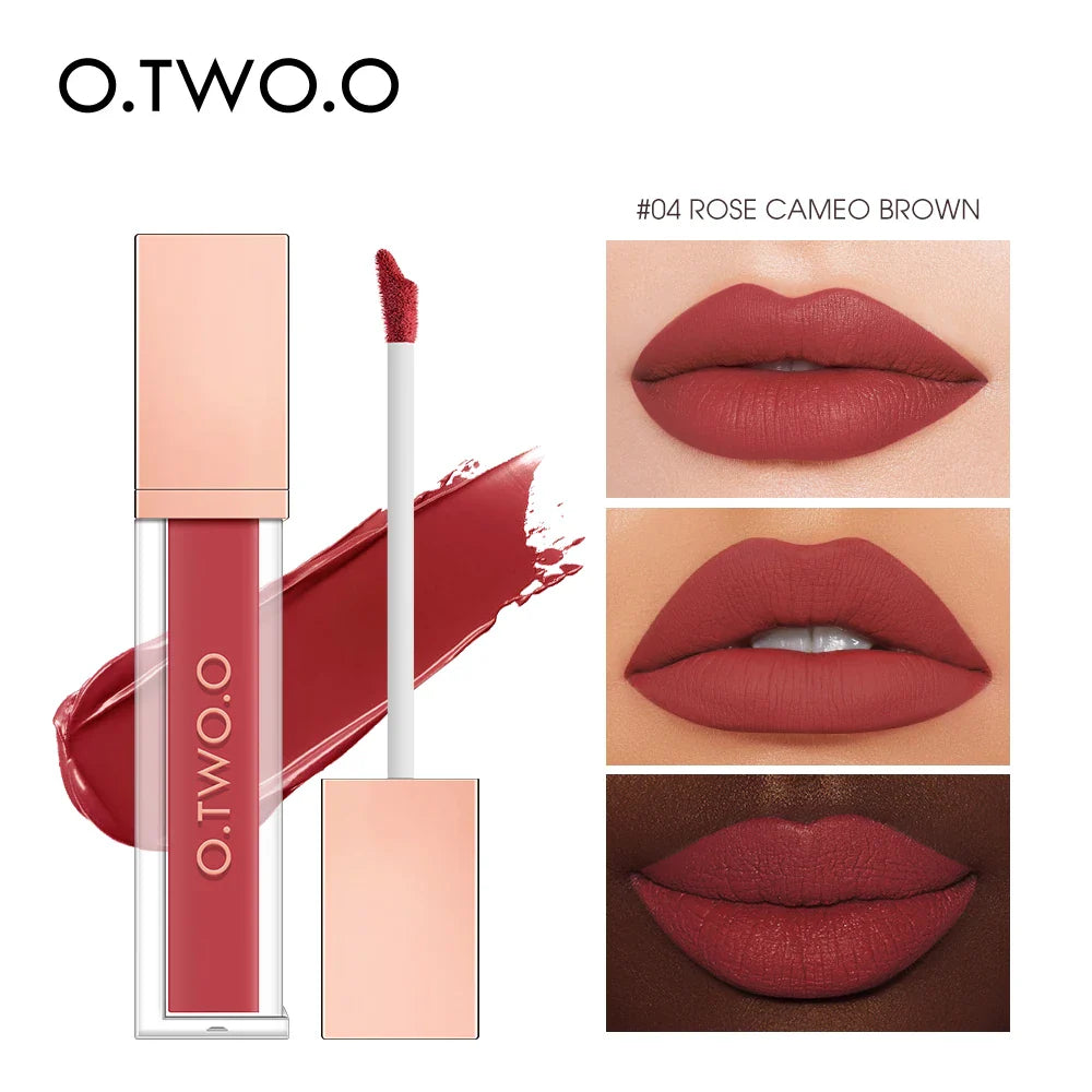 O.TWO.O 12 Color Liquid Lipstick Matte Finish Sexy Silky Lip Gloss Waterproof Kiss-proof Lasting Lip Glaze Lip Tint Cosmetics Lootquake LLC