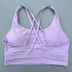 Solid Color Women Cross  Fitness sport Bra soft high strength Tight Top Comprehensive Training Gym Yoga Underwear With Chest Pad