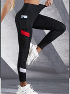 Colorblocked Mesh High Waist Leggings THRIXINE