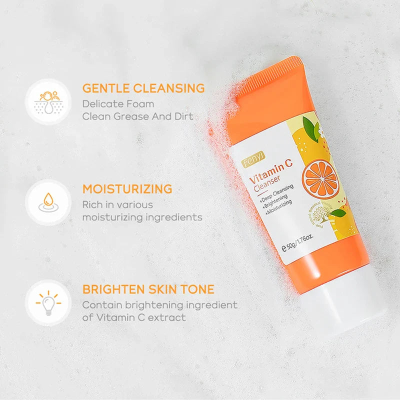 Vitamin C Facial Cleanser Skin Deep Cleansing Moisturizing Blackhead Removal skincare Face Wash Foam Face Cleanser Skin Care Lootquake LLC
