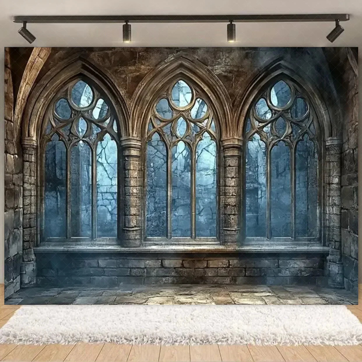 Halloween Decorations  Vintage Castle Wall Backdrop Photography Photos Stone Arched Door And Windows Design Studio Party Decor Lootquake LLC