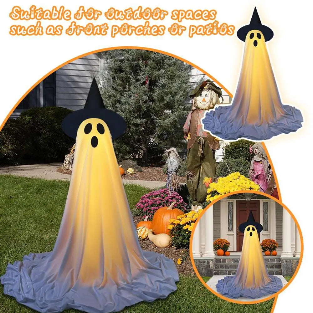 Lighted Spooky Ghost Decor Scary Standing Ghost with LED String Lights Home Porch Garden Yard Lawn Party Halloween Decorations Lootquake LLC