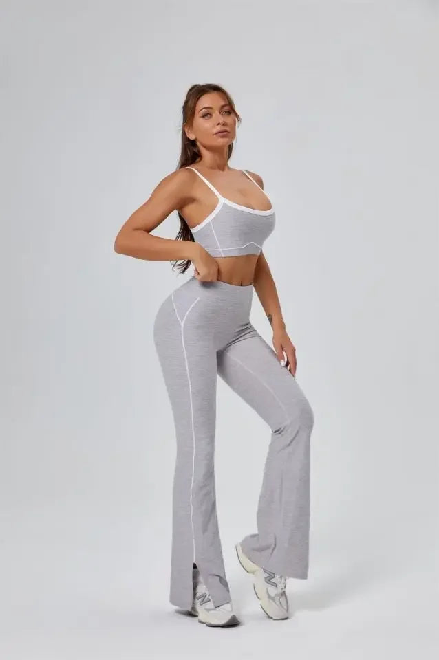 FlareLift Yoga Set: High-Waist Pants & Backless Bra THRIXINE