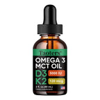Vitamin D3 K2 Drops, Vitamin D Liquid 5000 IU with Omega 3 & MCT Oil,  Non-GMO for Immune Support Dietary Supplement, 60 Ml