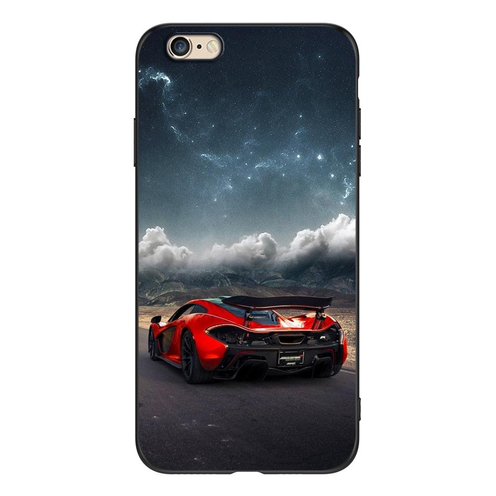 Cute Cover Soft Silicone Print Cars Print Phone Case For Iphone 5s 5 S Se 2016 4.0" Case Phone Cover On  Iphone 6s 6 S Plus Funda Bumper Black Case Sport Race Car Stevvex